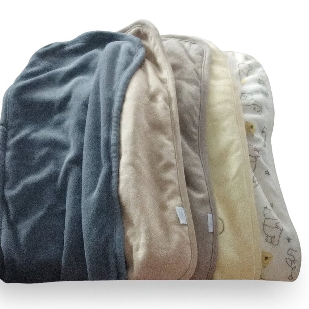 Set of 5 Baby Burp Cloths New Unisex Navy Beige Tan Yellow Animal Print Soft